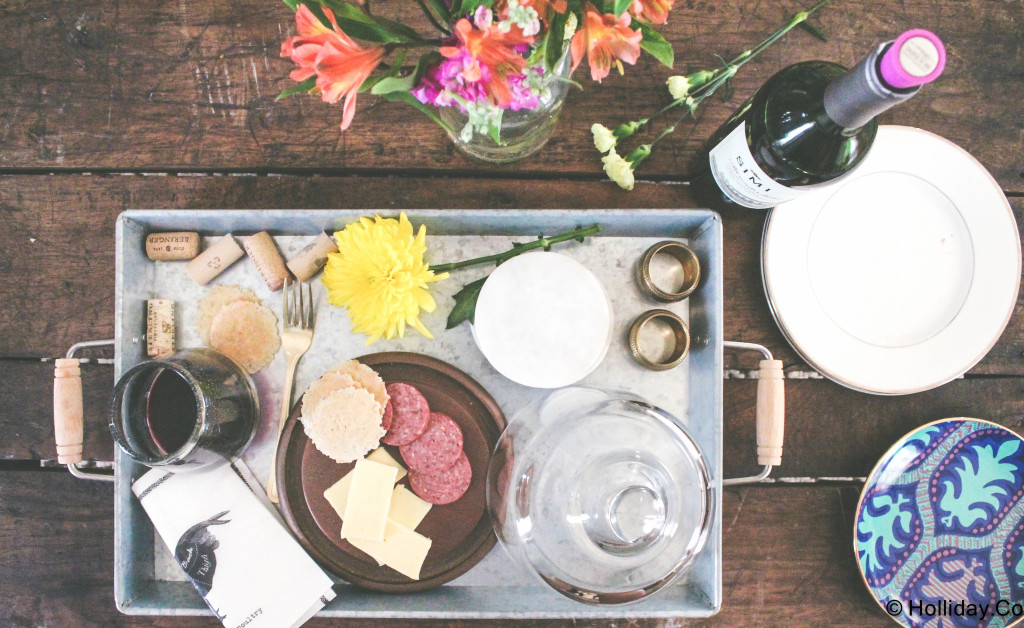 crackers, wine, cheese, wine and cheese tray, entertain with a galvanized tray: wine & cheese